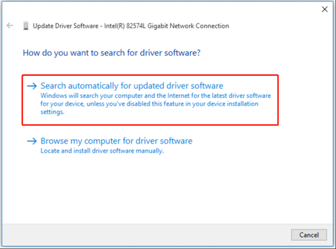 choose to update your network driver automatically or manually