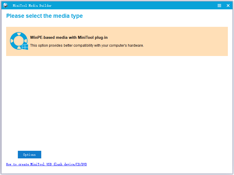 hit WinPE-based media with MiniTool plug-in