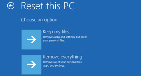 Reset this PC in WinRE