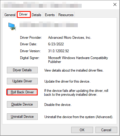 roll back driver to get the previous version of driver