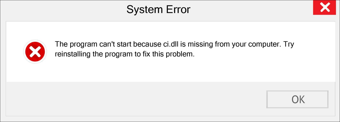 the error message about ci.dll missing