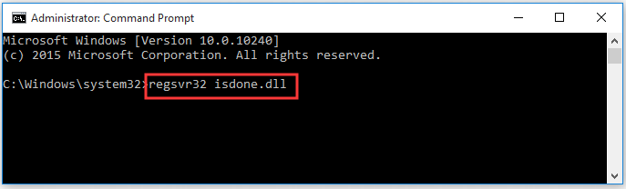 eseguire il comando regsvr32 isdone.dll