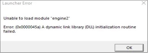 Unable to load module “engine2” error message