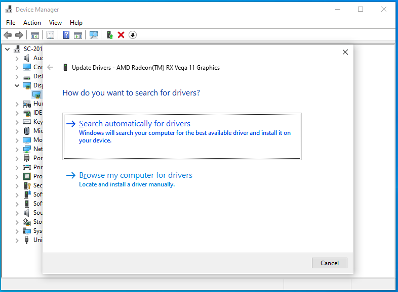click on Search automatically for drivers to look for any available update and install it on your device