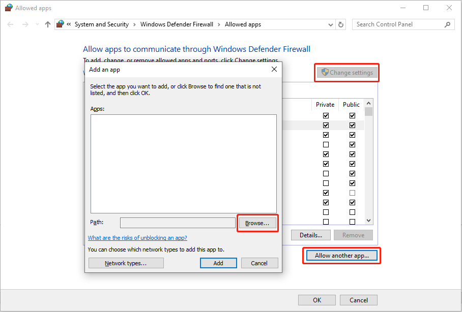 allow the game file through Windows Firewall