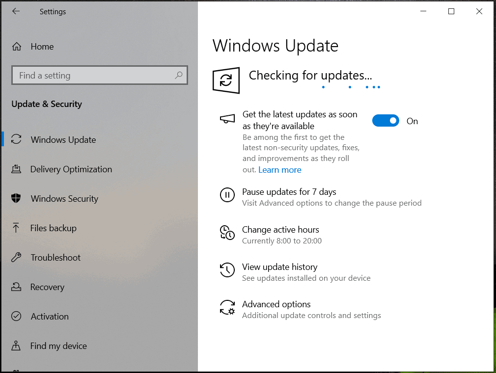 check for updates in Windows 10 Update