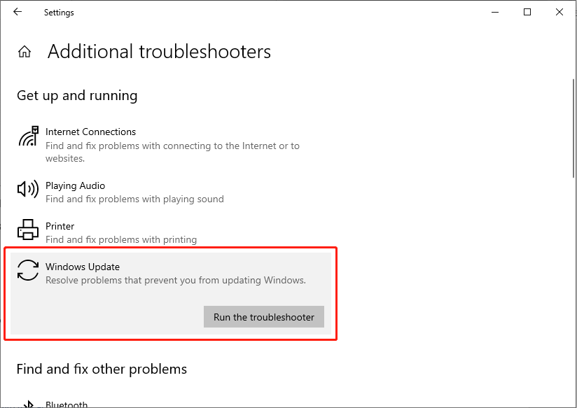 click Run the troubleshooter to check errors