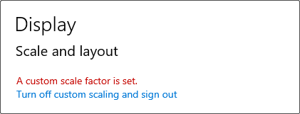 “A custom scale factor is set” error