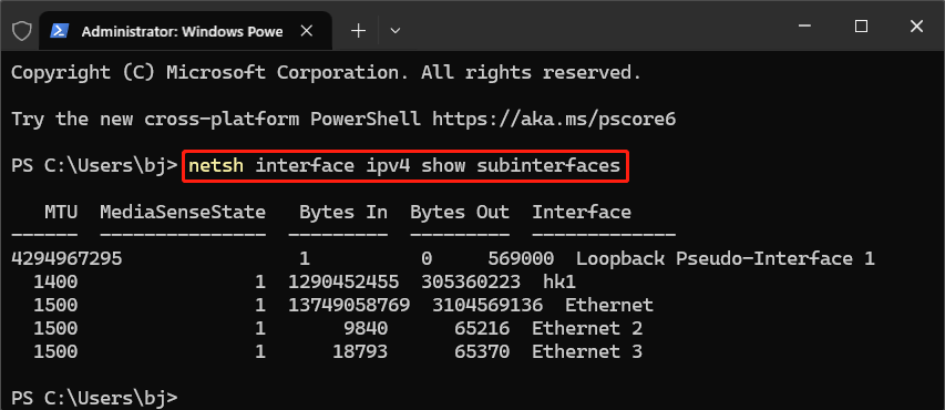 run the command to see the MTU value