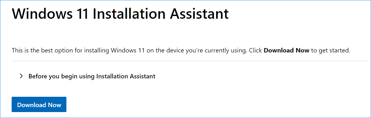 download Windows 11 Installation Assistant from Microsoft