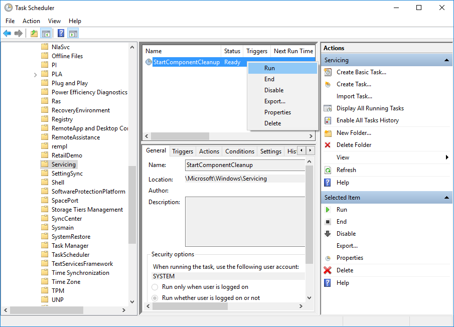 eseguire StartComponentCleanup