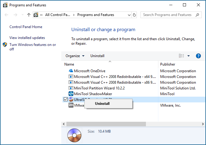 disinstallare programmi