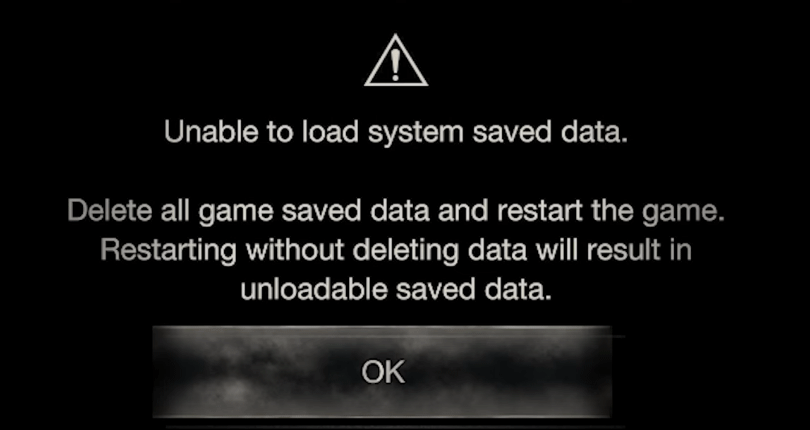 Unable to load system saved data