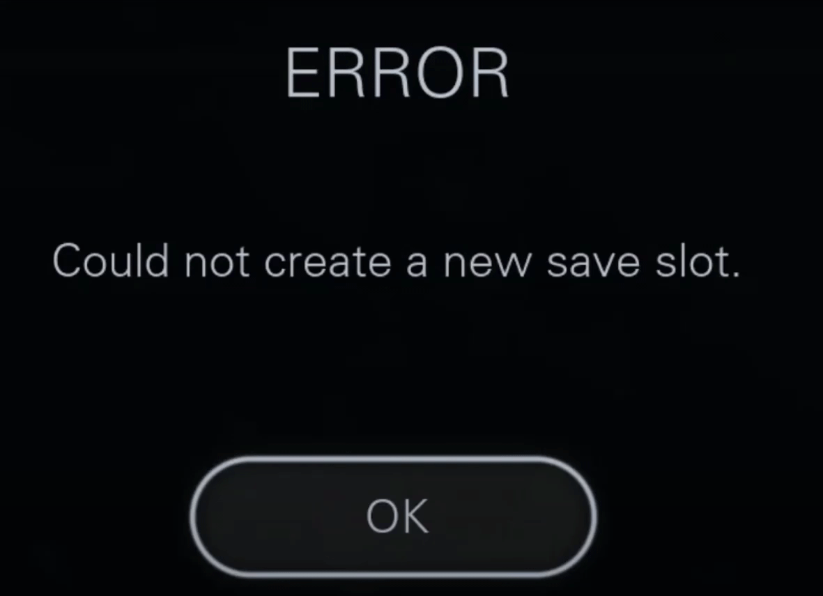 could not create a new save slot in Until Dawn