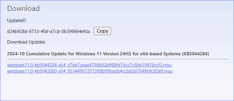download all msu files for Windows 11 24H2 KB5044284
