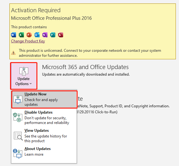 select Update Now to update your OneNote