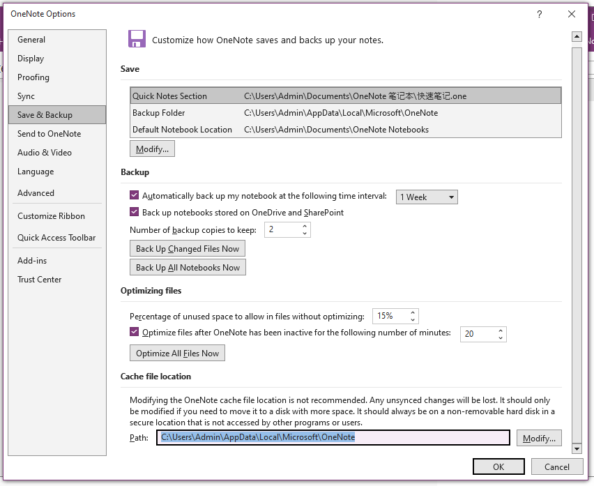 copy the cache file location