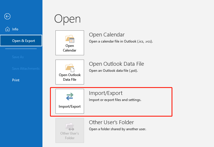 click on Import/Export