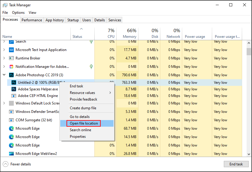 locate the exe file via Task Manager