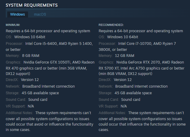 Framing Simulator 25 system requirement