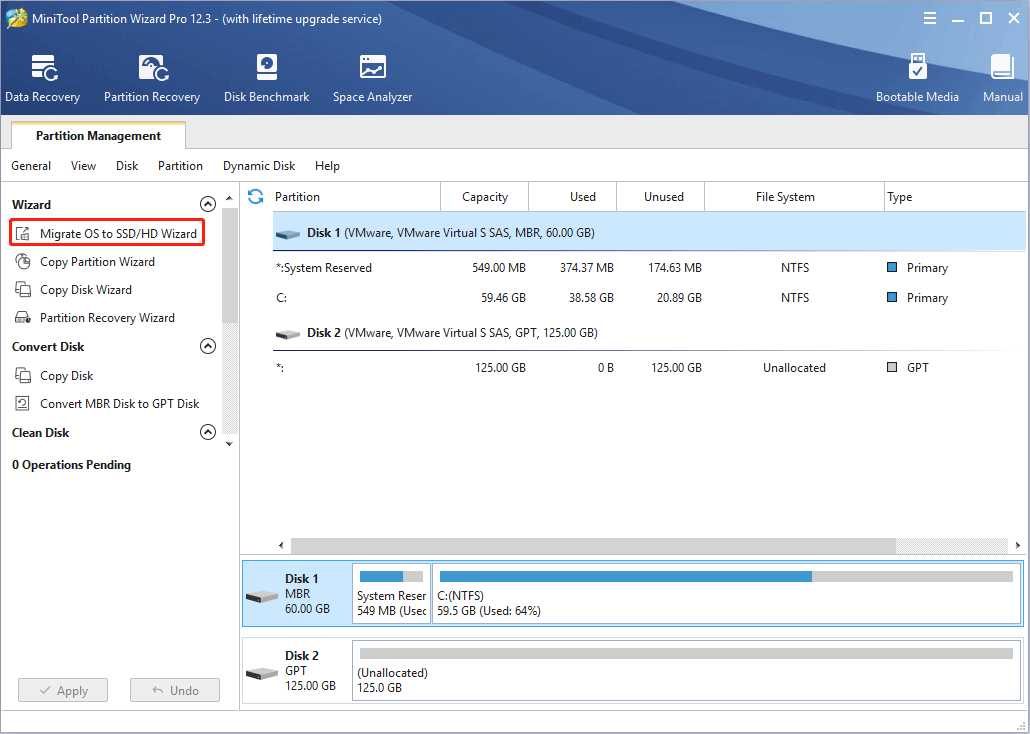 Haga clic en el Asistente para migrar el sistema operativo a SSD/HD