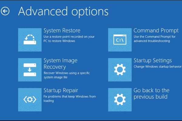 select Startup Repair in the Advanced options screen