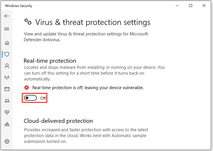 turn off Real-time protection