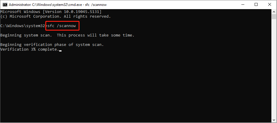 run the SFC command line using Command Prompt