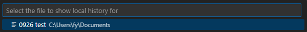 select the target file to show its local history in VS Code