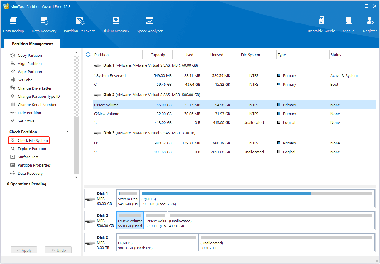 controllare il file system con lo strumento di riparazione HDD