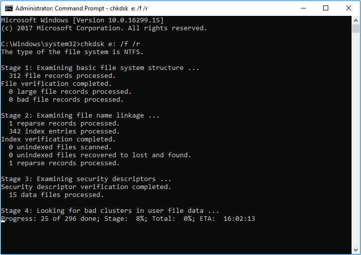 eseguire CHKDSK
