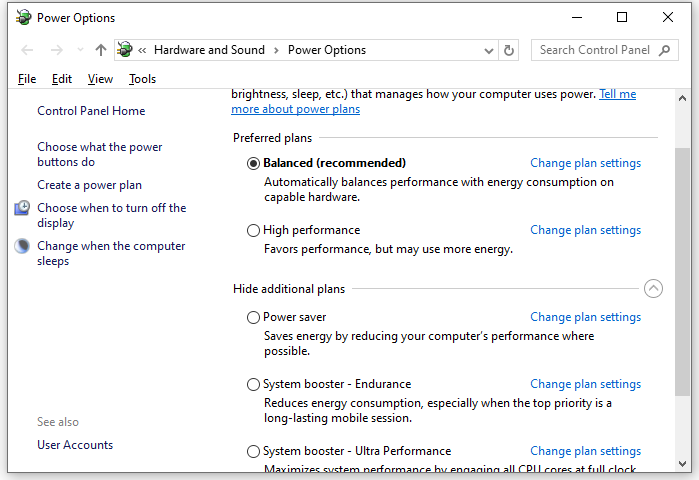 change a power plan on your computer