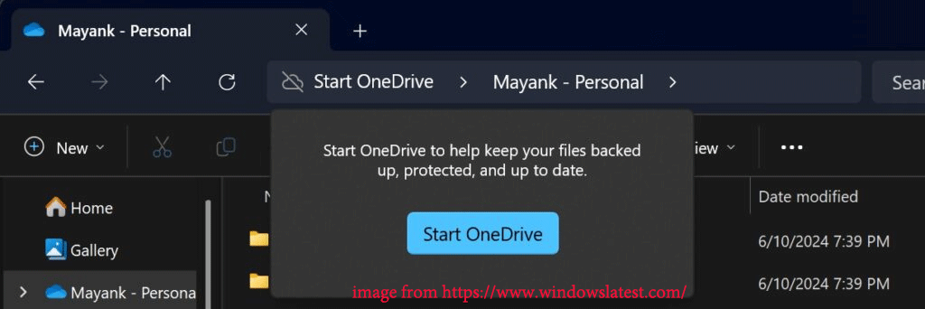 right-click on Start OneDrive to turn off OneDrive backup