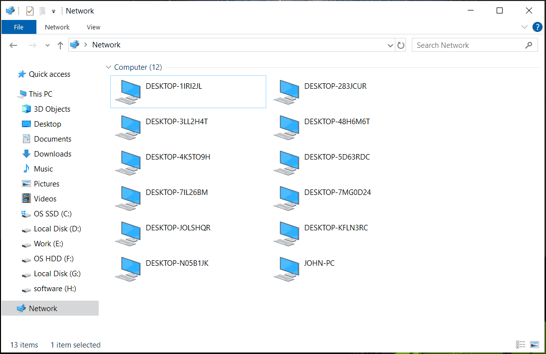 access shared folders in Windows 10 File Explorer