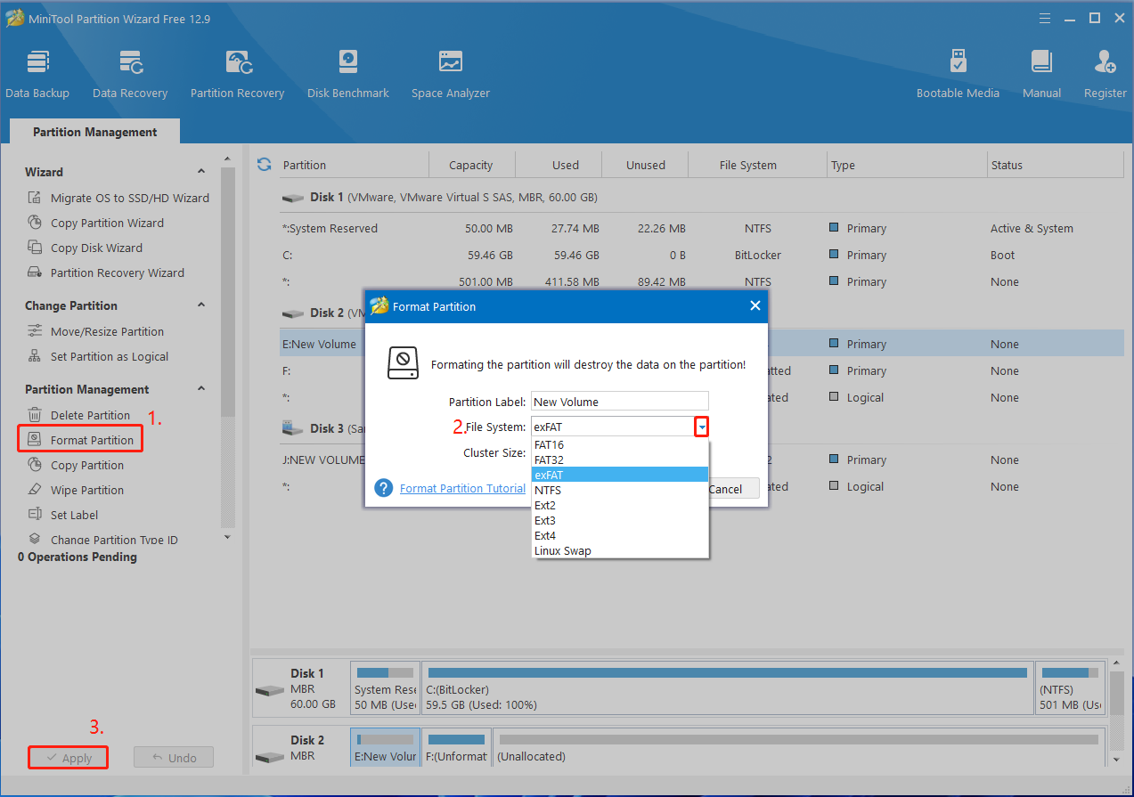 format a partition using Partition Magic