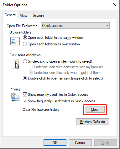 clear cache files of File Explorer