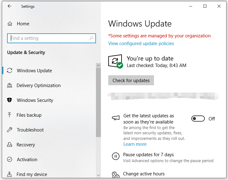 hit Check for updates to find any available Windows updates