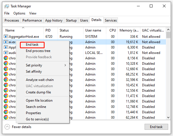 hit End task to terminate resource-hogging programs in Task Manager