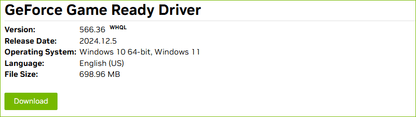 download GeForce Game Ready Driver for Windows 10