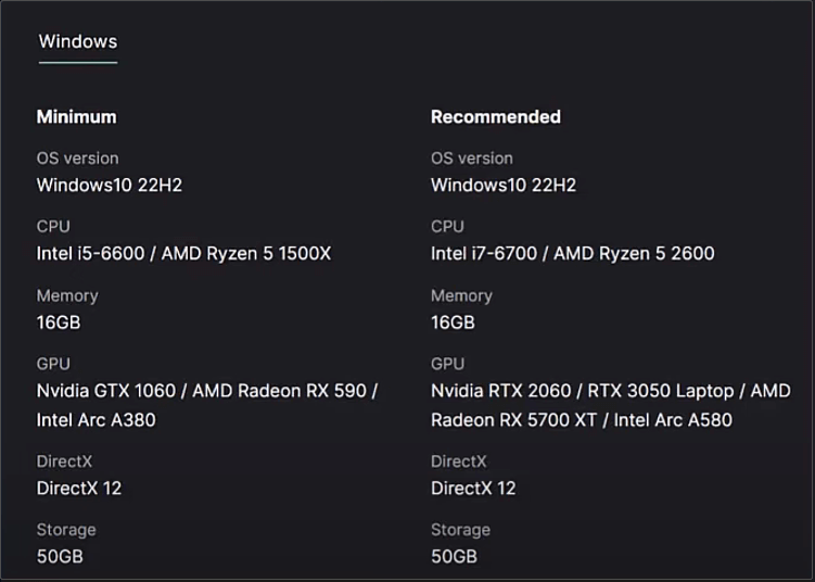 check if your Windows system can meet the game requirements