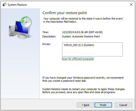 perform system restore