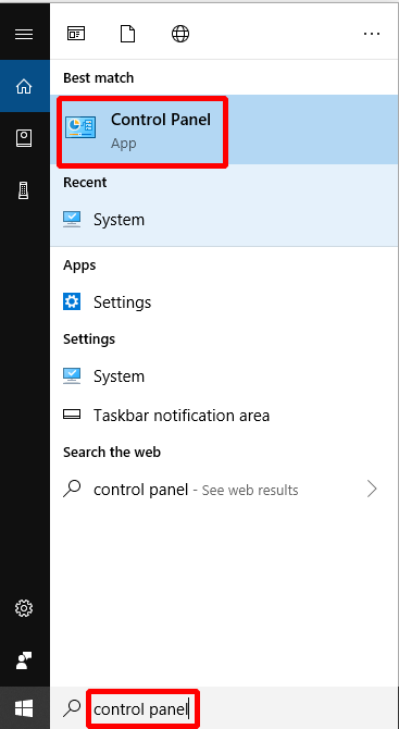 type control panel