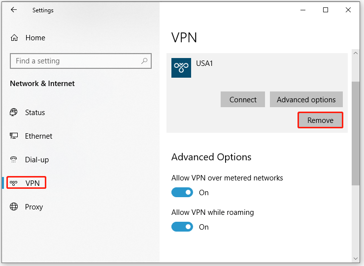 right-click your VPN and hit Remove