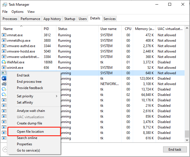 choose Open file location to redirect to the anti-cheat file