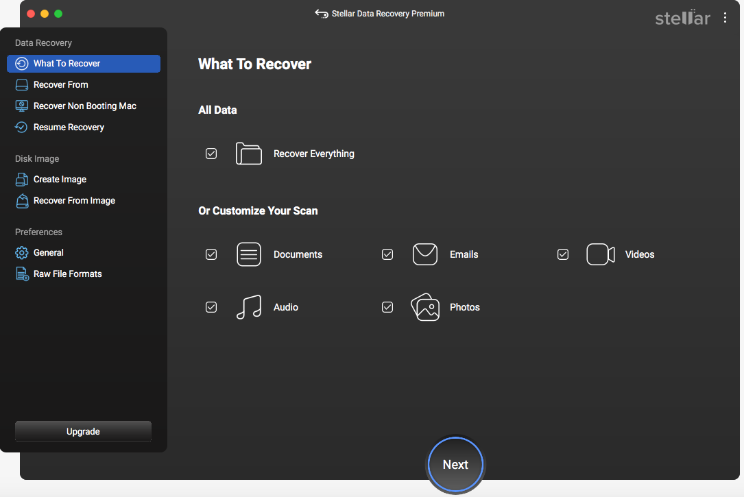 check Recover Everything in Stellar Data Recovery for Mac