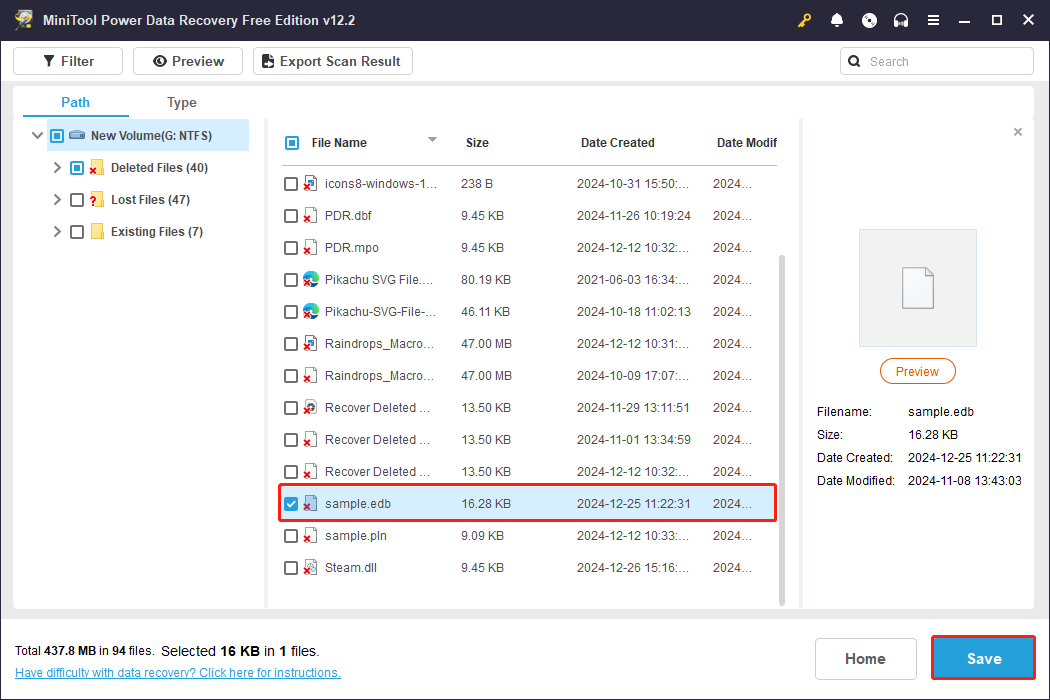 click the Save button to save the recovered files in MiniTool Power Data Recovery