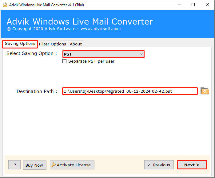 convert EML files to PST format using the EML converter