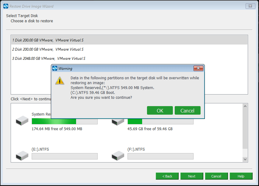 choisir un disque à restaurer