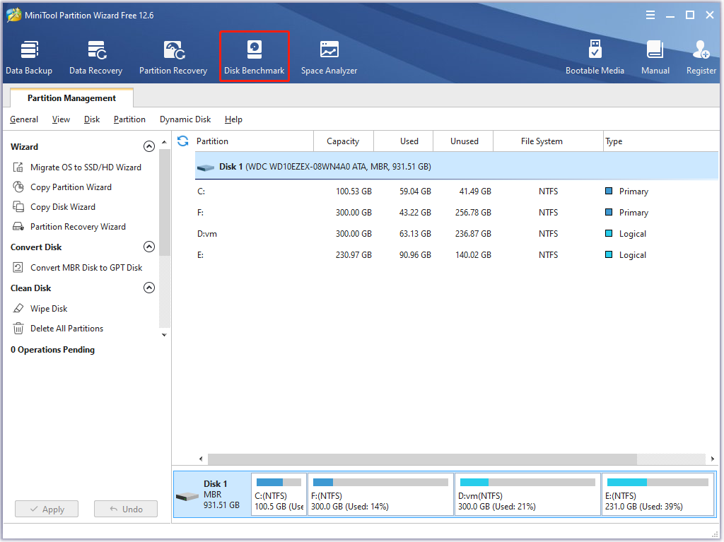 Cliquez sur Disk Benchmark