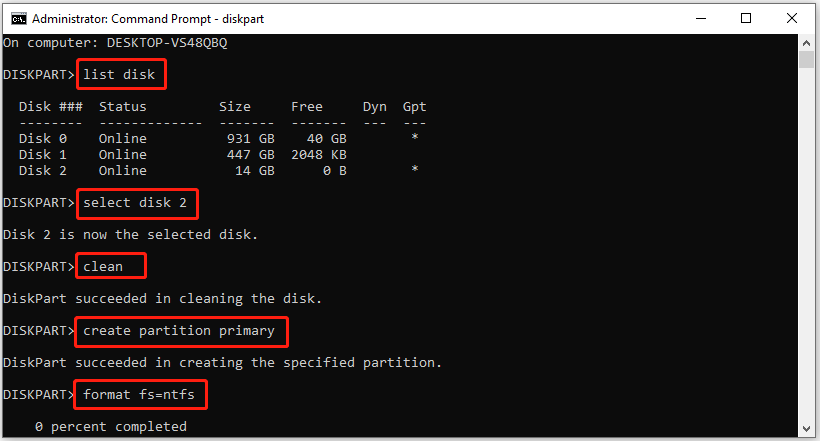 type and execute commands